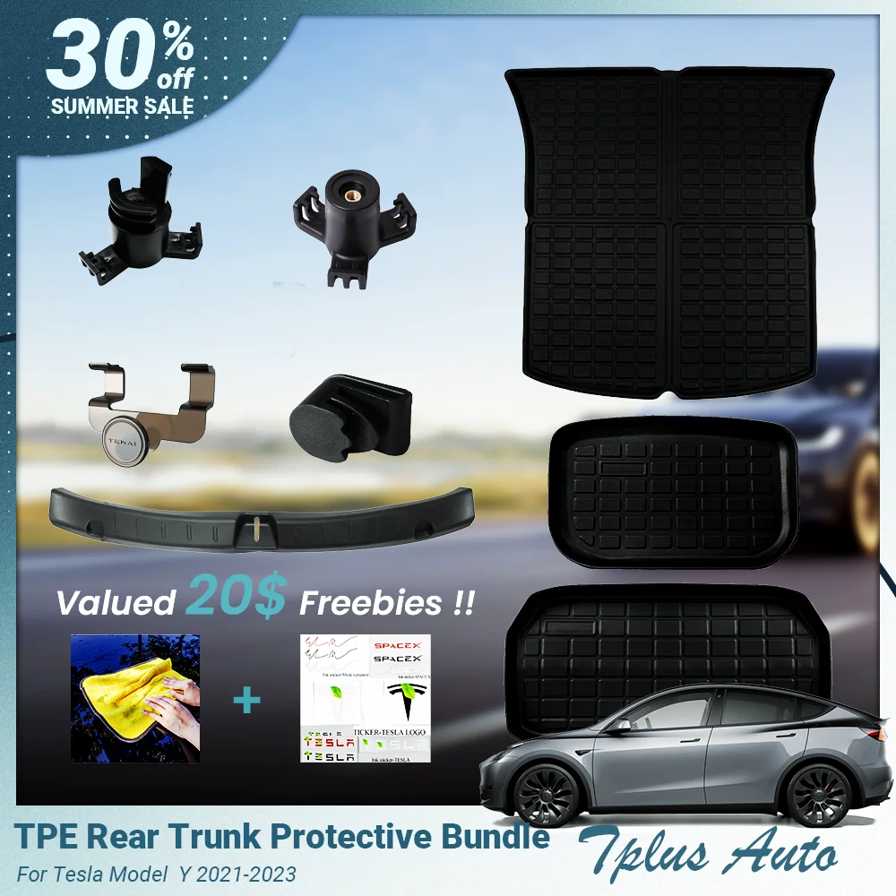 

2023 Car Trunk Door Sill Strip TPE Scratch Resistant Trunk Mats Pads Organize Hook For Tesla Model 3 y 2022 2023 Auto Accessory