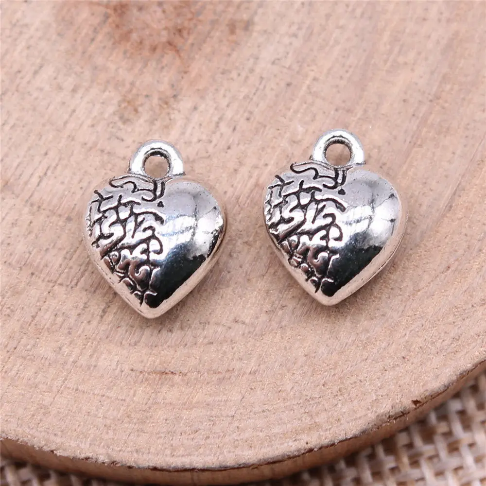 

Diy Accessories 3D Heart Charms Jewelry 12x10mm 10pcs