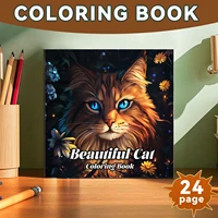 Adult Picture Book 24Pages Beautiful Cat Coloring Book Animal Patterns Gift For Holiday Birthday Party Graffiti Painting Drawing 1