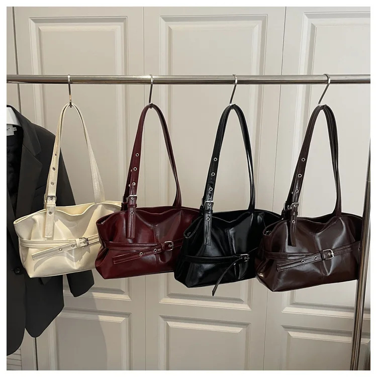 Large Capacity Women’s Shoulder Bag Tote Commuter Bag Simple Vintage Cross-Border New Style Bag Versatile Sensation 2025