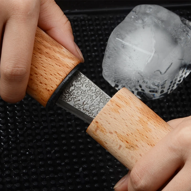 Aixiangru Tapered Ice Pick Ice Hockey Knife Manual Fine Work Handmade Professional Wooden Handle Stainless Steel Bar Tools