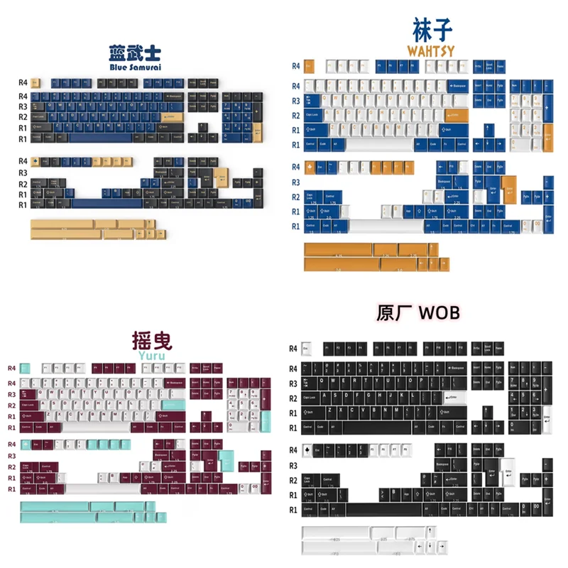 Gmk Clone Keycaps Azul Samurai Wahtsy Ártico Duplo Tiro Cereja Perfil Abs 172 Teclas Yuru Shoko para Teclado Mecânico