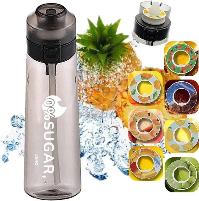 Air-Up Gourde Pods Saveur Bouteille, 650ML Air Gourde Up Bouteille d'eau  parfumée aux fruits avec paille, Avec de 7 Capsules de saveur Gout Pods,  Bouteille sans BPA 0 sucres et tasse d'eau 