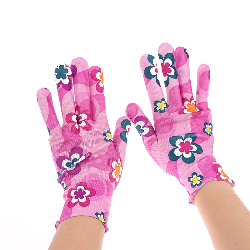 Description Picture 4 of item1 pairs Yard Cleaning Palm-Coated Floral Garden Gloves Women Non-Slip Working Gloves Non-Slip Household Labor Protection Gloves