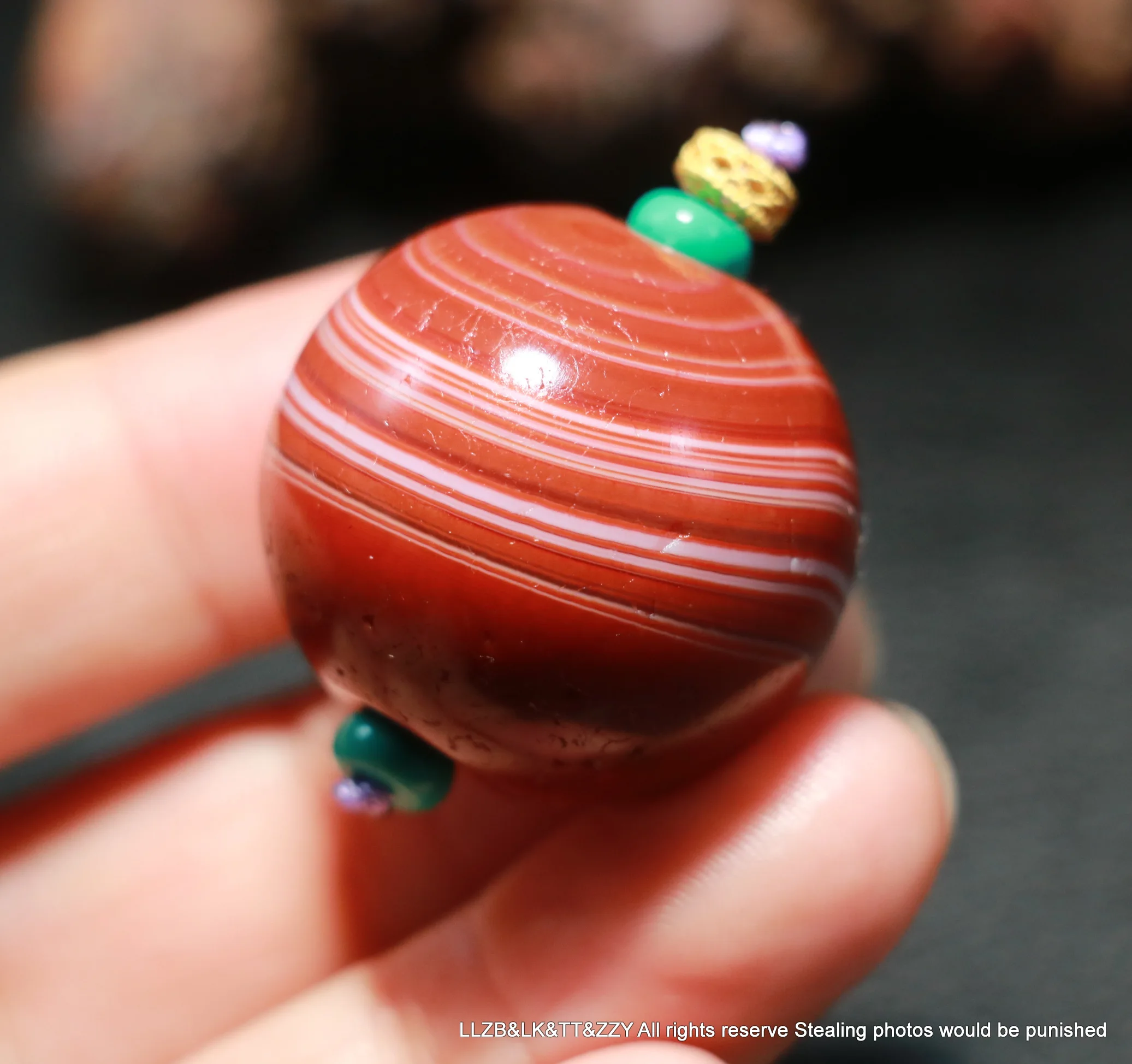 Ultra Power Energy Magic Tibetan Old Red Agate Natural line Ball Shpere Shape dZi Bead For adding Jewelry UPD221202A143
