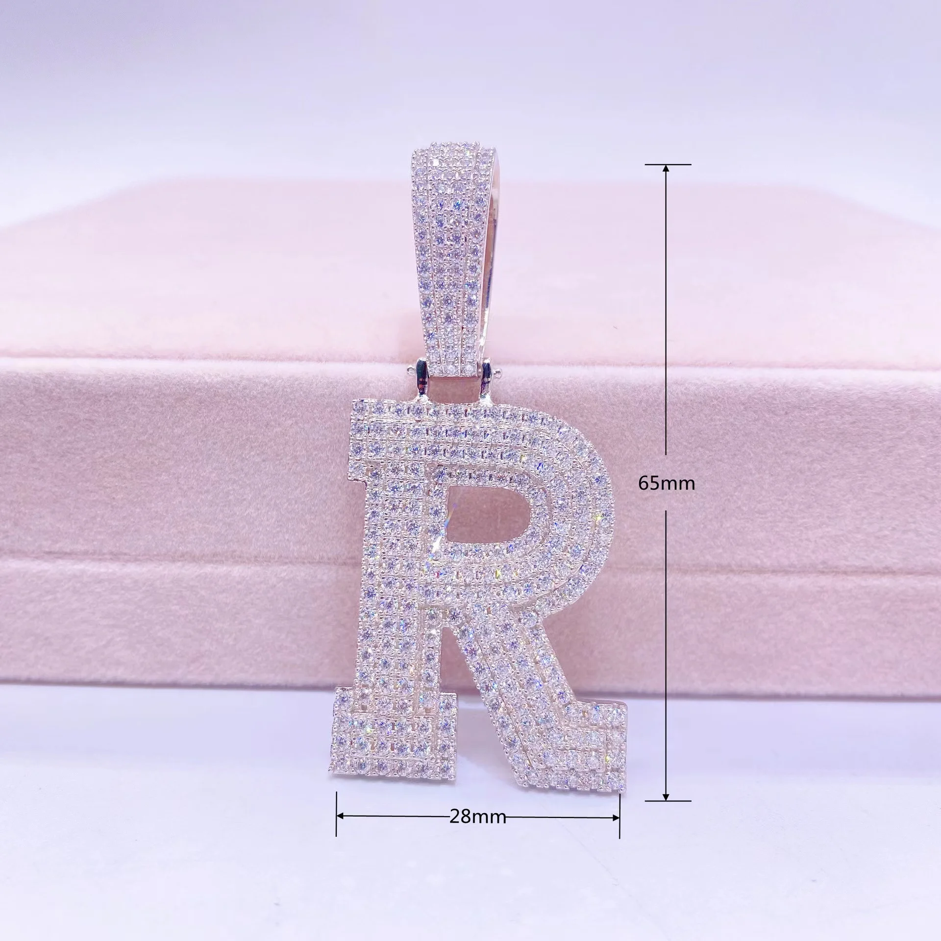 Super Iced Moissanite Diamond 26 Letter Pendant 925 Sterling Silver Real D Moissanite Alphabet Necklace Women Men Custom Jewelry