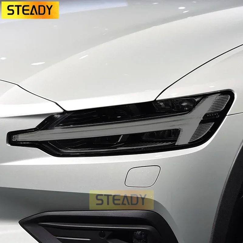 

2 Pcs Car Headlight Protective Film Vinyl Protection Transparent Black TPU Sticker For Volvo S60 V60 2019 2020 Accessories