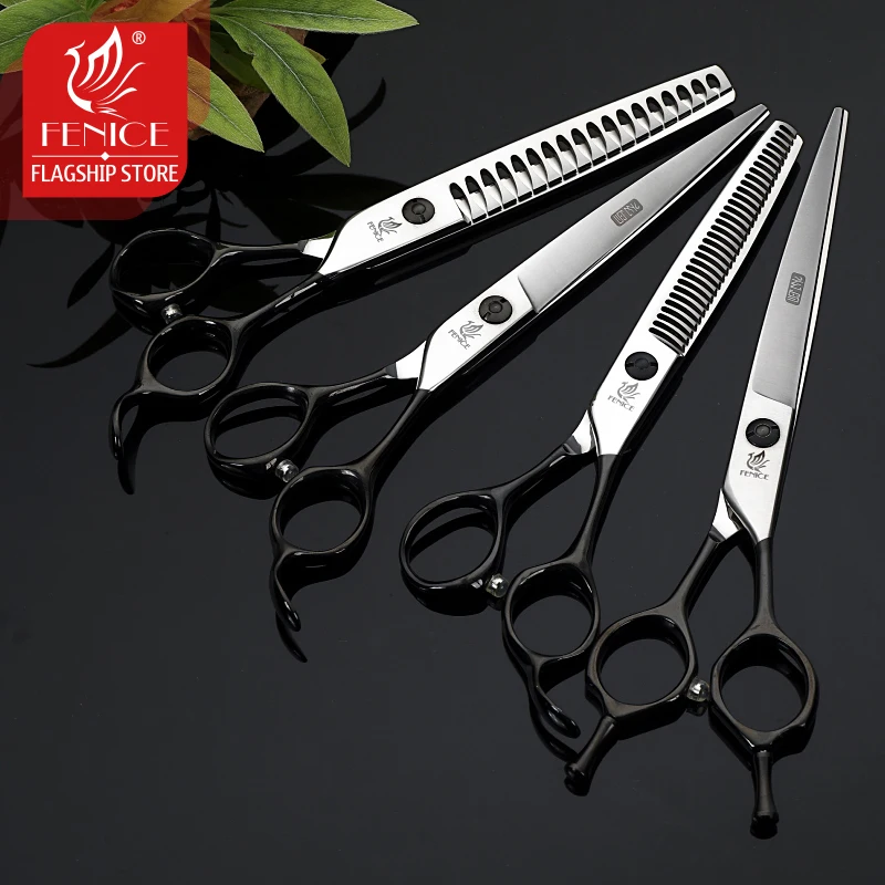 7.0/7.5inch Dog Grooming Kit Curved Thinning Scissors Set Professional Pet Dog Trimming Scissor Fenice