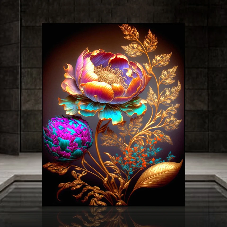 Алмазная 5D картина «сделай сам», красивая мозаика с цветами, светящаяся ночью, алмазная вышивка, украшение для дома