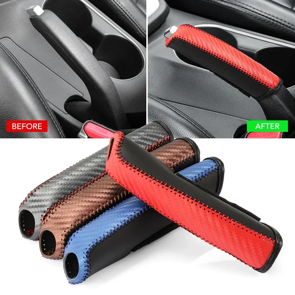 Carbon Fiber Car Hand Brake Cover Gear Head Cover Car Interior Accessories for Smart Fortwo Forfour 450 451 454 453 Forjeremy
