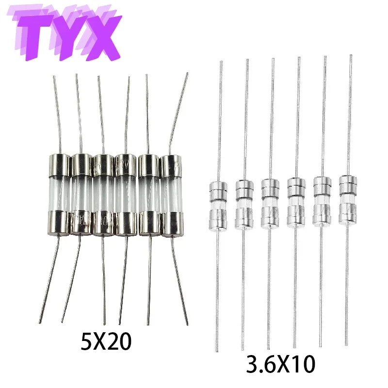 20PCS Assorted Glass Fuse Tubes, 250V, Multiple Amperages (0.1A-20A), Variety Pack