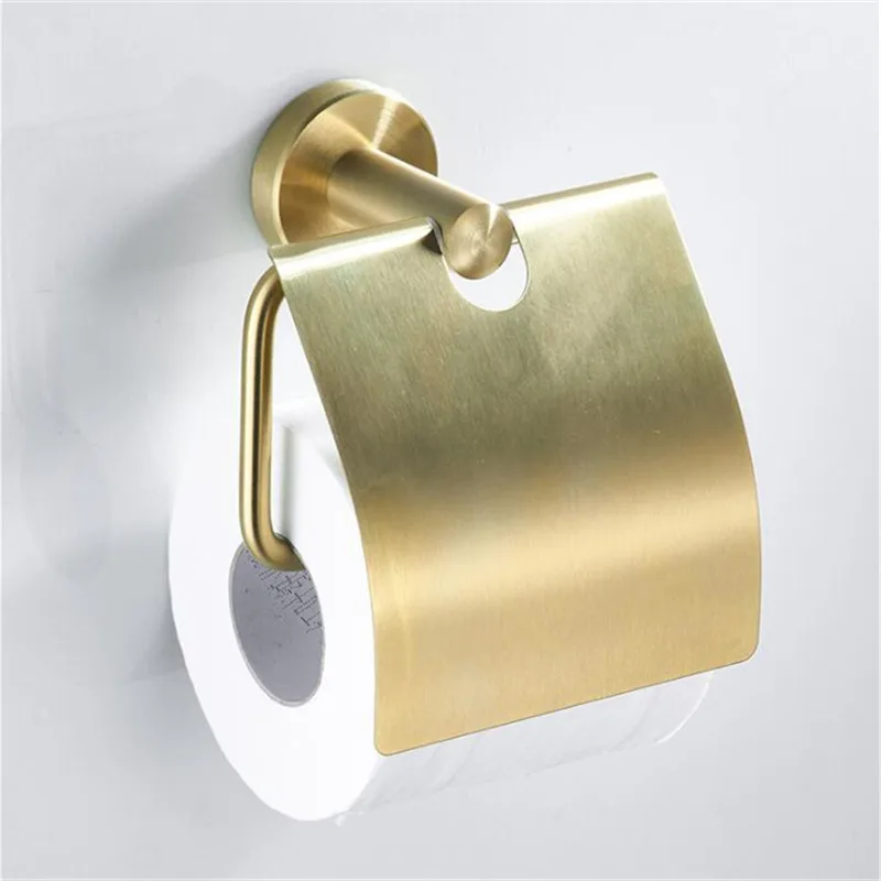 

Toilet Paper Holder Black/Brushed Gold Stainless Steel Bathroom Accessory Paper Hook Towel Rack Roll Paper Holder Cover Hardware
