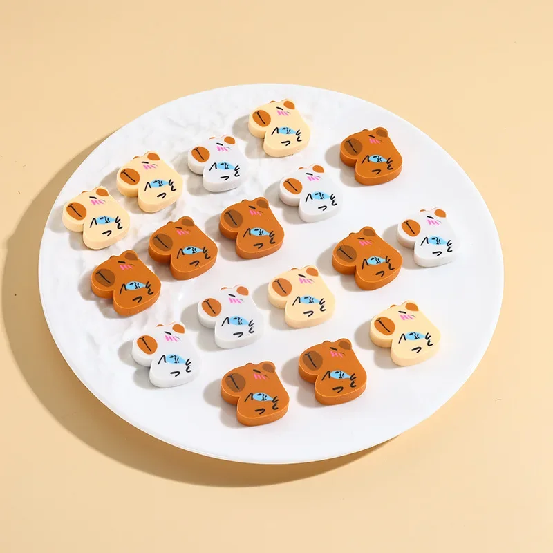 10Pcs/Lot Cute Capybara Pencil Erasers Children's Cartoon Eraser Gift Prize Elementary School Stationery Kawaii Erasers for Kids
