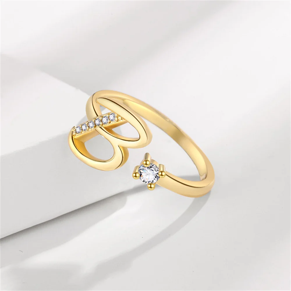 Finger Ring Opening Ring Adjustable Rings Wedding Rings Wedding Ring Crystal Initial Letter Rings for Girl