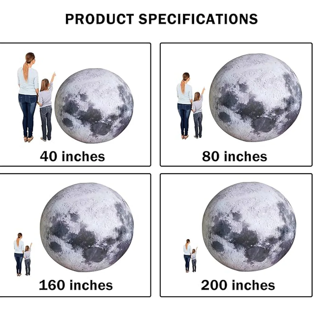 Blow Up Giant Inflatable Moon With Built in LED Lights Airtight PVC Planet Balloon Earth Balloon For Festival Decoration 5