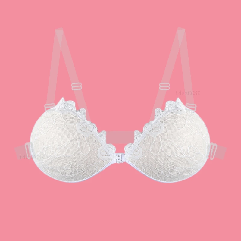 Strapless Sticky Bra Lace Invisible Boobs Silicone Adhesive Wedding Underwear Backless Pushup Lift Lingerie with Clear Straps