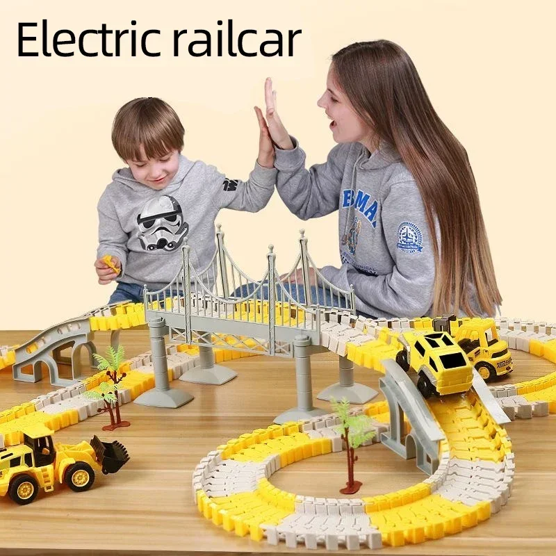 

Track car toy track glide children's small train toy puzzle boy electric year old electric crossing train model