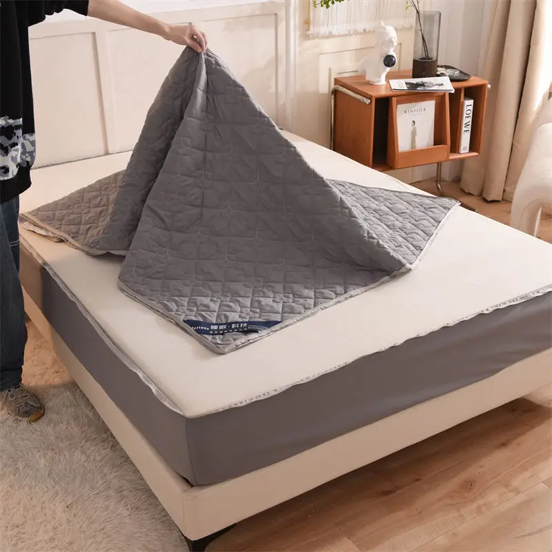 New Thickened Bed Cover Cotton Clip Full Package Fitted Sheet Six Sided Non Slip Detachable Zipper Mattress Protect Bedspreads