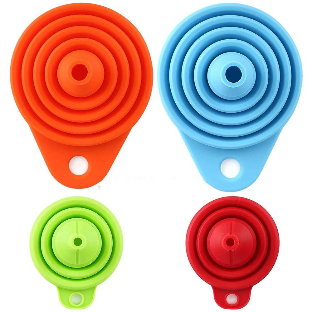 Foldable Silicone Funnel Kitchen Large Small Food Grade Funnel Household Car Engine Oil Petrol Change Tools Car/Kitchen Supplies
