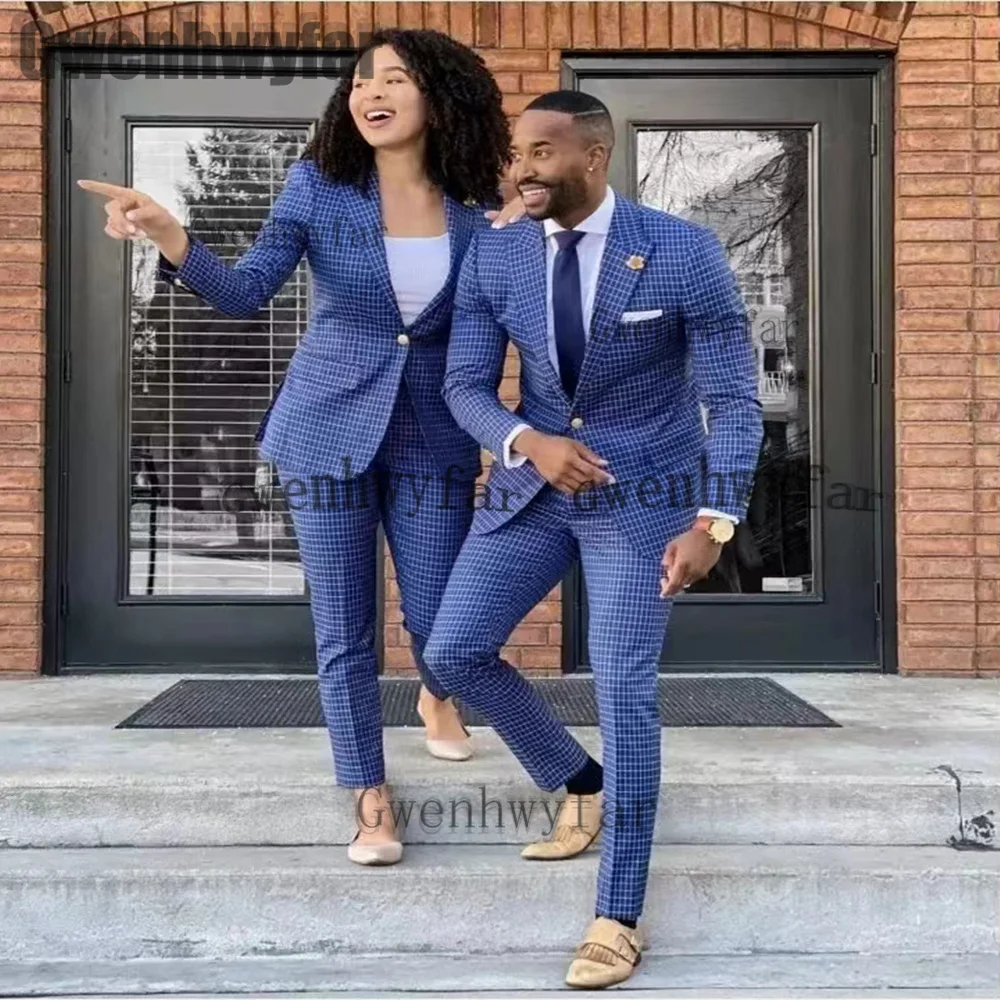 

Красивый клетчатый мужской костюм Gwenhwyfar из 2 предметов, официальный деловой Блейзер, костюм для выпускного вечера, смокинг для жениха, Свадебные костюмы (Блейзер + брюки)