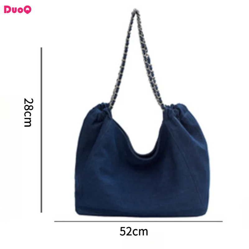 

2024 New Fashion Women's Large Capacity Handbag Denim Chain Academy Style Shoulder Bag Atmosphere Concise High Quality Elegant
