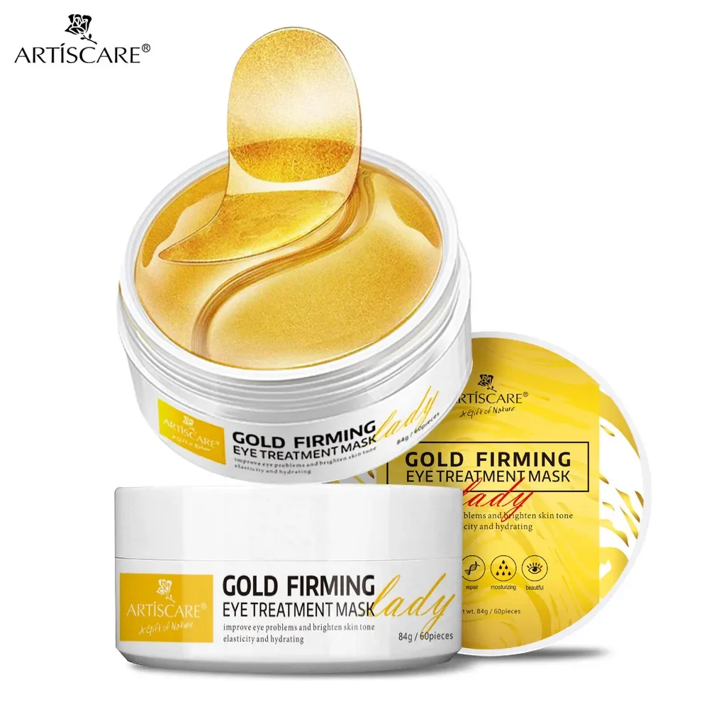 ARTISCARE Eye Patches 24K Gold Crystal Collagen Gel 60pcs Fade Wrinkles Dark Circles Eye Bags Remove Masks Skin Care