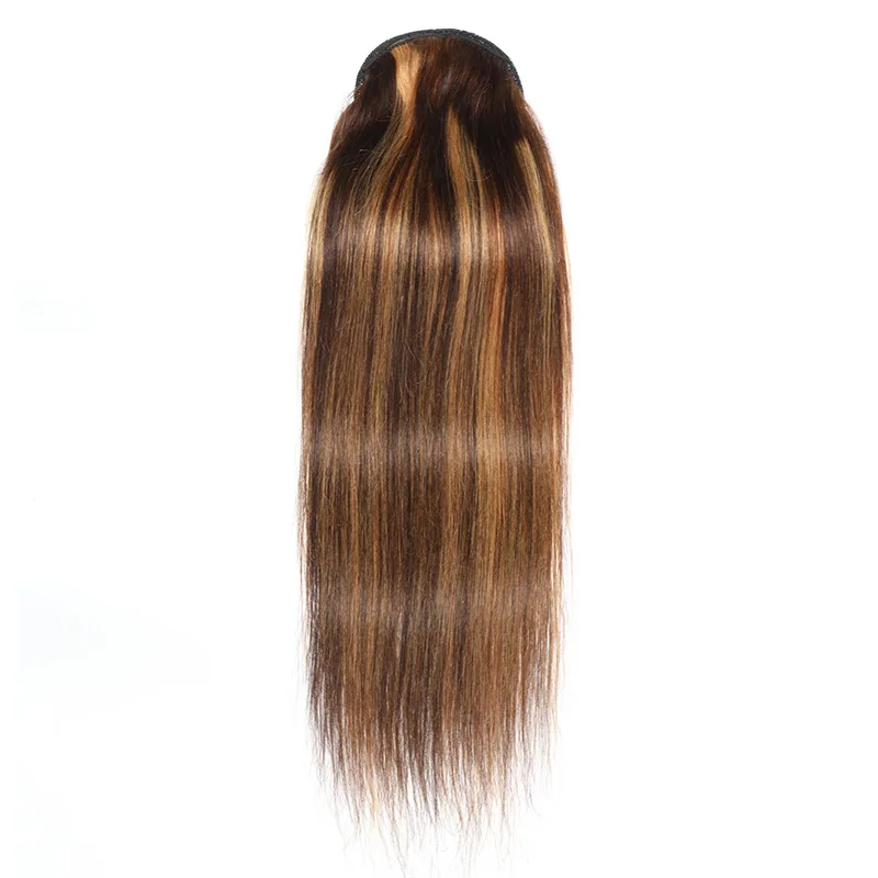 

Highlight P4/27 Drawstring Straight Ponytail Human Hair Remy Brazilian Hair Extensions Pony Tail For black Women Hairpieces