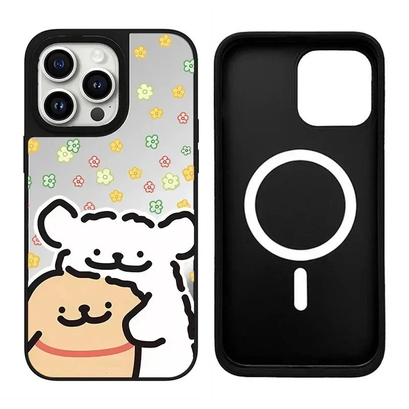 

Mirror Surface Dog Friend Cartoon iPhone 11 12 13 14 15 Pro Max Case - Protective iPhone Case with MagSafe