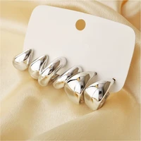 6 Pieces Water Drop Shaped Ear Rings Stylish C Shaped Charm Earrings for Daily Wear Fashionable Party Jewelry 2