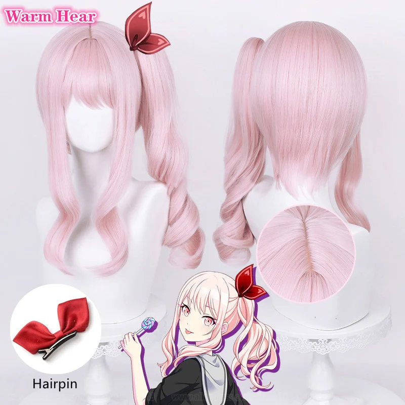 

Anime Project SEKAI COLORFUL STAGE! Akiyama Mizuki Cosplay Wig Long 45cm Light Pink Curly Wig Heat Resistant Synthetic Hair Wigs