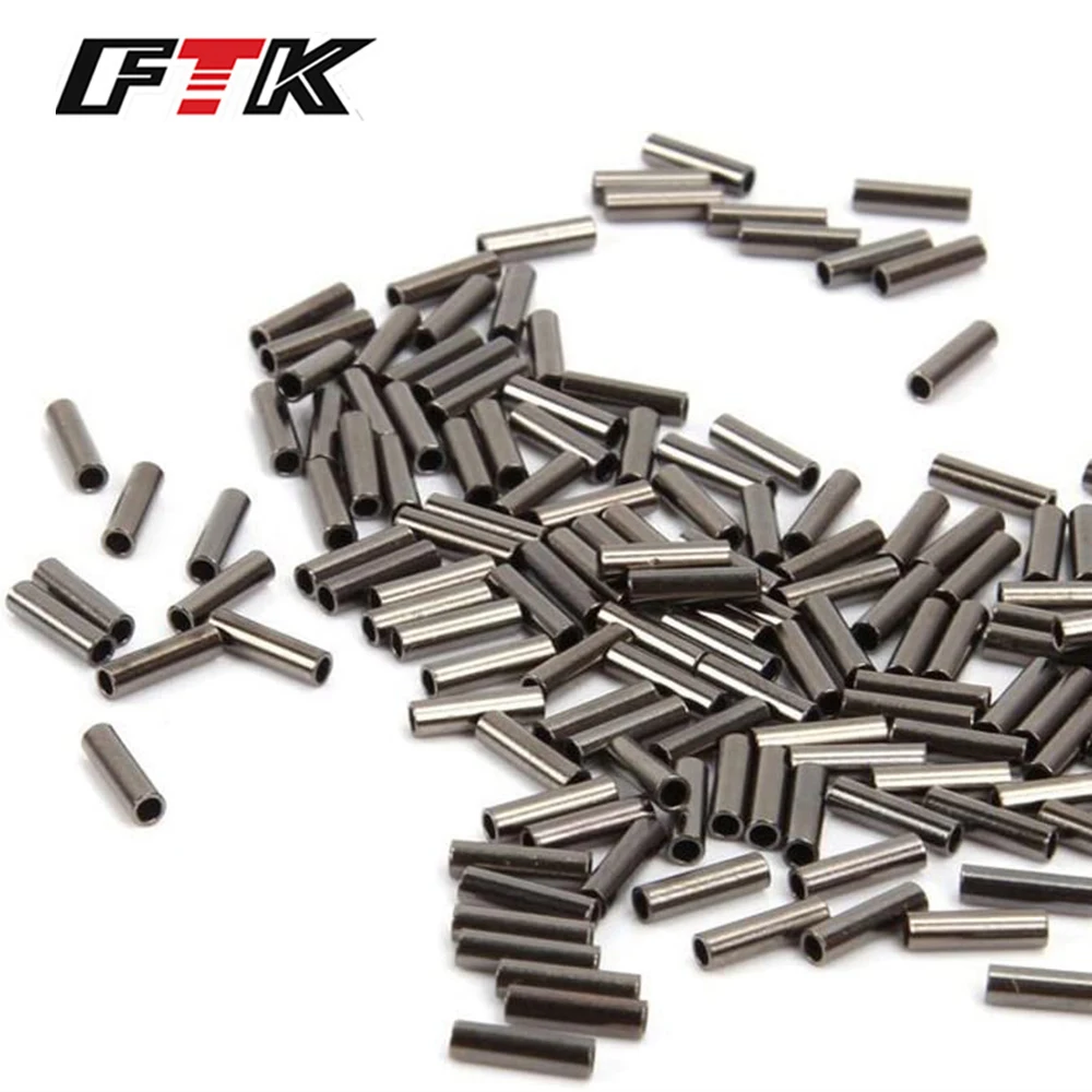 FTK 100Pcs Single Barrel Crimp Sleeves Copper Tube Fishing Line Crimping Loop Sleeves Cable Ferrule Wire Rope Connector Rigging 100pcs copper tube crimping terminal cable connector cold pressed terminal