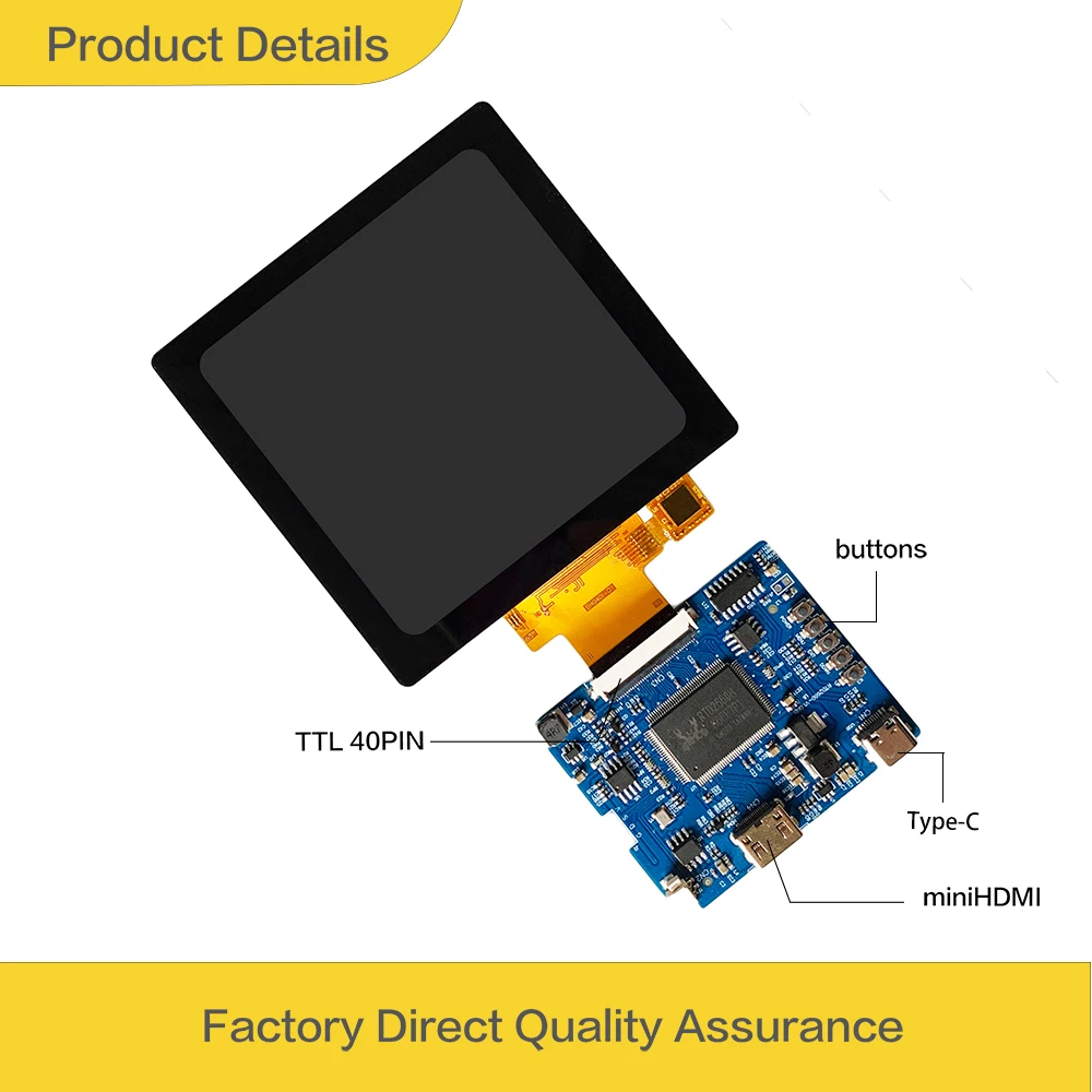 LESOWN ̴ LCD ġ ũ ÷, PC Ʈ ¦ ī޶ IPS г , 4 ġ   HDMI USB-C, 5V , 720x720