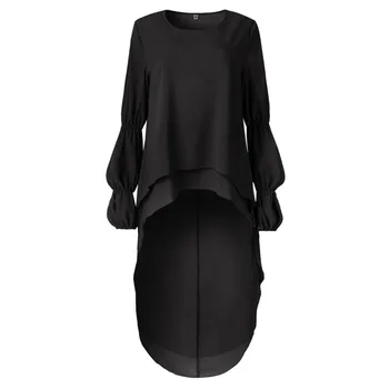 Womens Blouses Tops Plus Size Long Sleeve Chiffon Shirt Irregular Chiffon Blouse Elegant Youth Woman Blouses Camisas Blusas 4