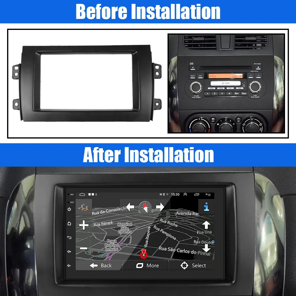Ű SX4 2006-2013 ǾƮ ġ 2005-2014  ú   DVD ׷ г, ڵ   , 2 Din Fascia