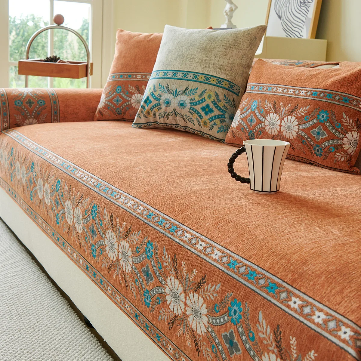 Modern And Simple Chenille Sofa Cushion Four Season Universal Bohemian Style Dustproof Anti Slip For Living Room Sofa Cushion 3