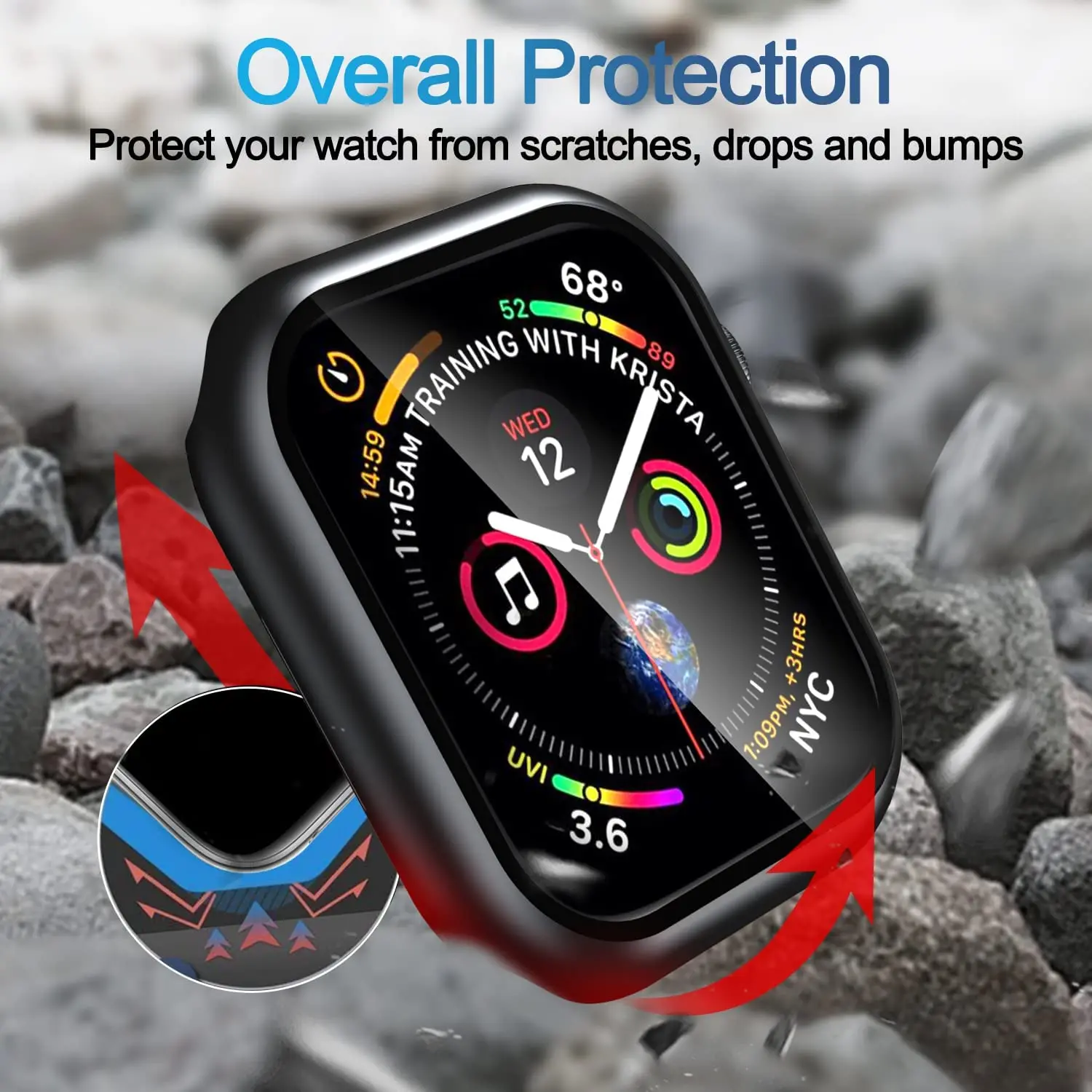 Premium Protective Cover & Screen Protector for Apple Watch - Universal Fit