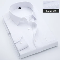 Men's Classic Blue Striped Long Sleeve Casual Shirt - XXXL - 42 (75 - 82KG) (7 - White Stripe)