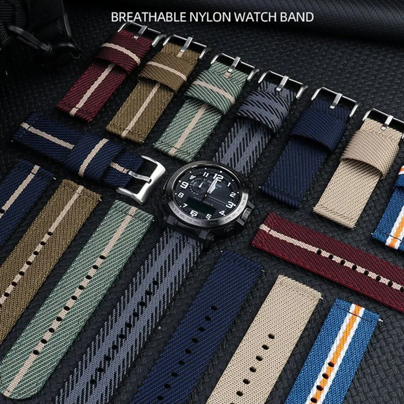 Cinturino In Nylon Per Casio Pro Trek Prw-6600 Prg-600/650Y Fibbia In Acciaio Inossidabile 24Mm Accessori Per Orologi Con Cinturino Di Ricambio In Tel