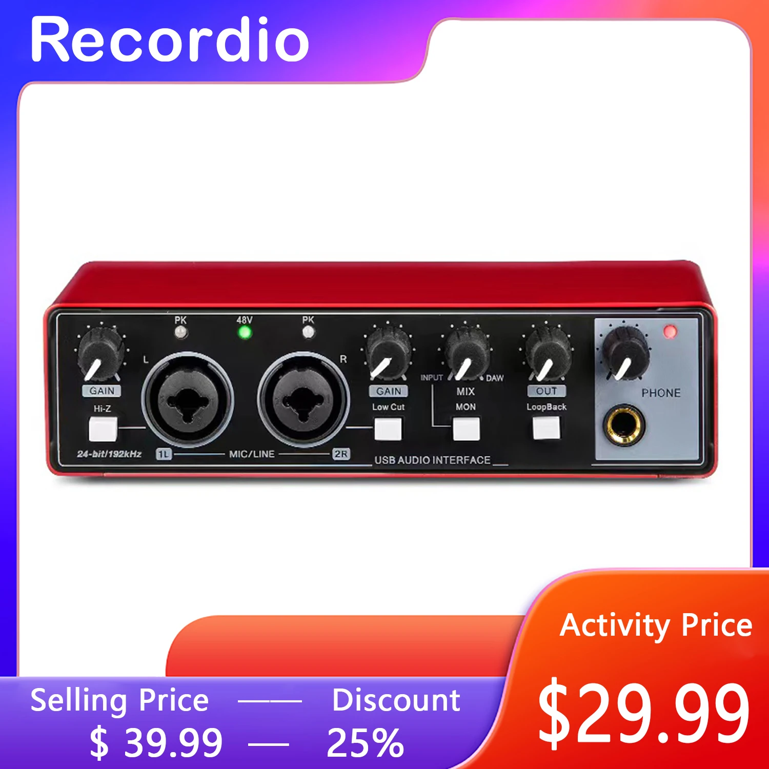 GAX MD22 Audio Interface Recording Live Dubbing Equipment Singing USB