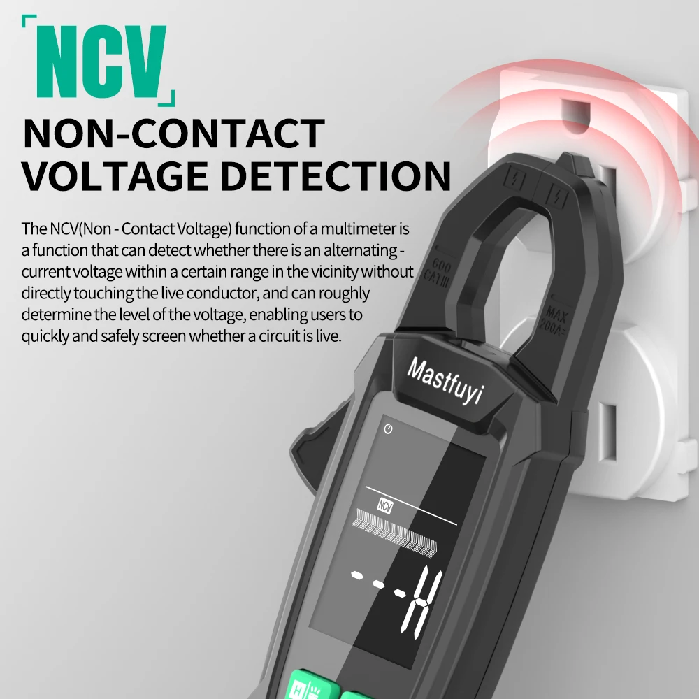 MASTFUYI Clamp Meter Digital Ampere Clamp Multimeter Electrician Tools AC/DC 9999 Counts True RMS Ohm Capacitance Measurement