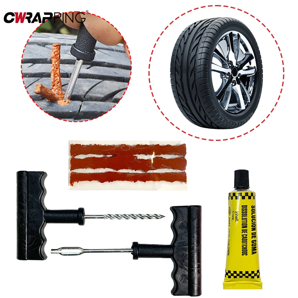 Car Tire Repair Tool Kit tire repair kit Rubber Strips Tubeless Tyre Puncture Studding Plug Set Motorcycle Truck Vacuum Tire Repair Tools