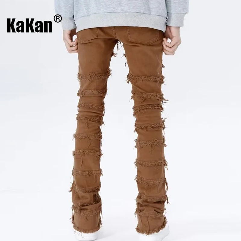 Kakan - New Bomb Street Simple Lazy Jeans for Men, Personalized Zipper Micro Flap Pants Wash Jeans K58-MAX-5150