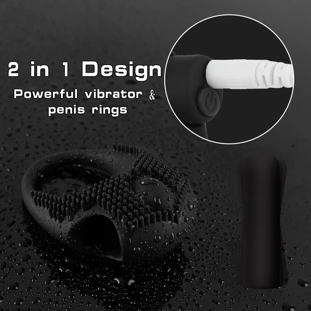 Penis Ring Men's Silicone Bullet Vibrating Elastic Erection Enhancing Cock Rings