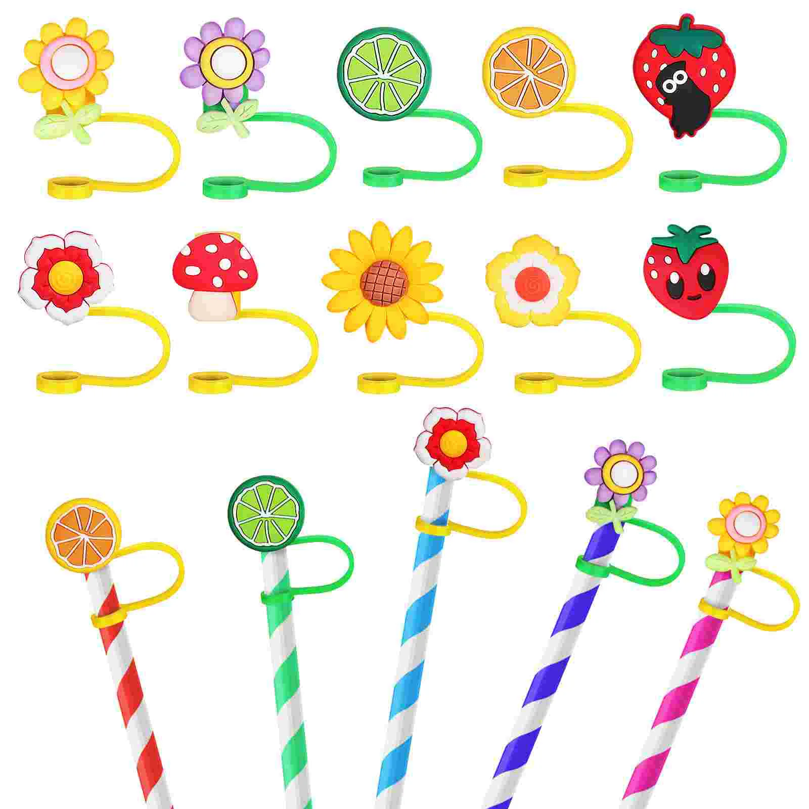 

10 Pcs Straws Stopper for Party Tip Covers Caps Charms Reusable Tumblers Silicone Tips