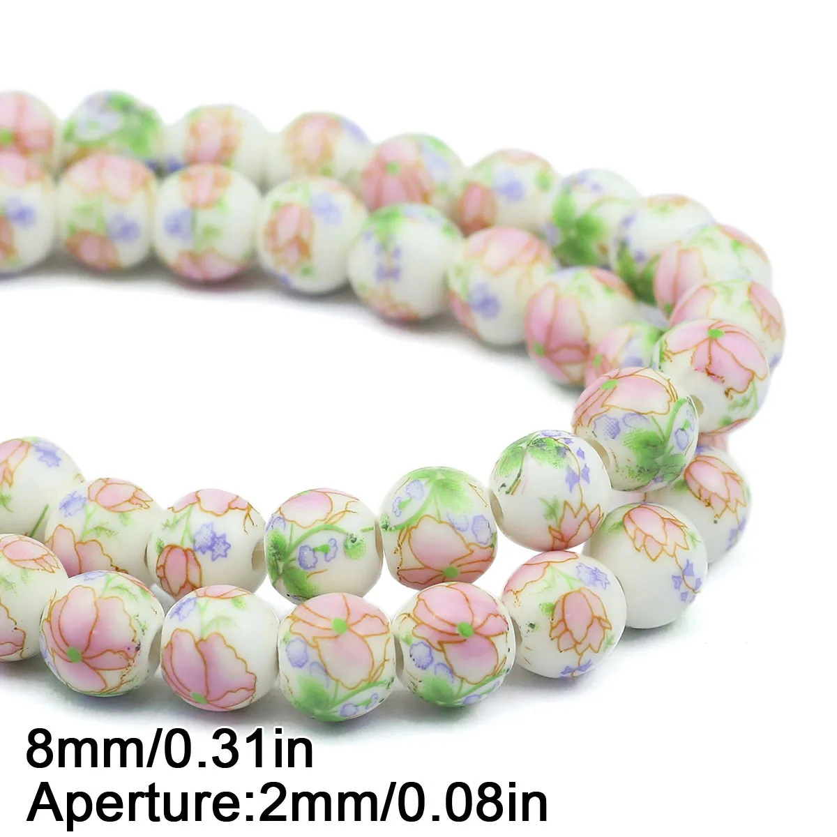 20pcs Multicolor Floral Oblate Ceramic Spacer Beads