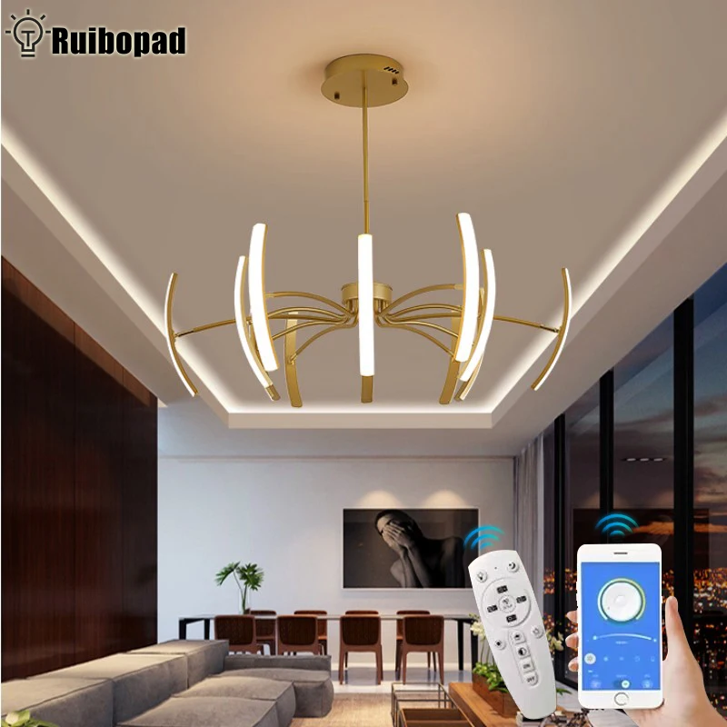 Modern Bedroom Led Ceiling Chandelier With APP Remote For Living Dining Room Bedroom Simple Led Ceiling Pendant Chandelier Lamp