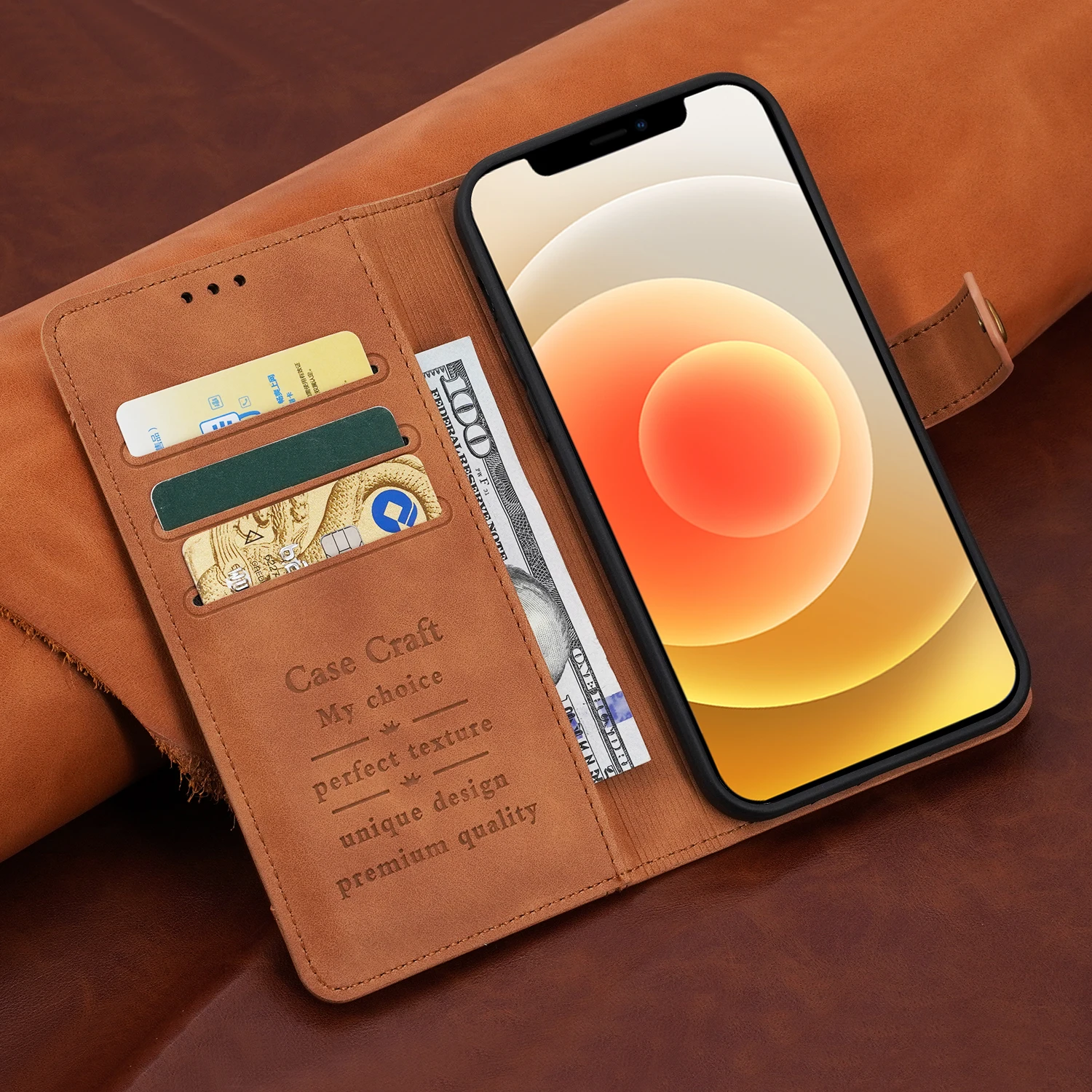 Magnetic Leather Flip Phone Case and Wallet
