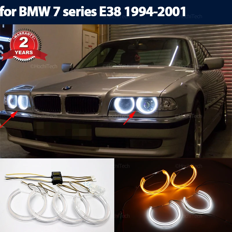 

White Yellow LED Angel Eyes Halo Ring Turn Signal DRL for BMW 7 series E38 1994-2001 728i 728iL 730i 730iL 735i 735il 740i 740il