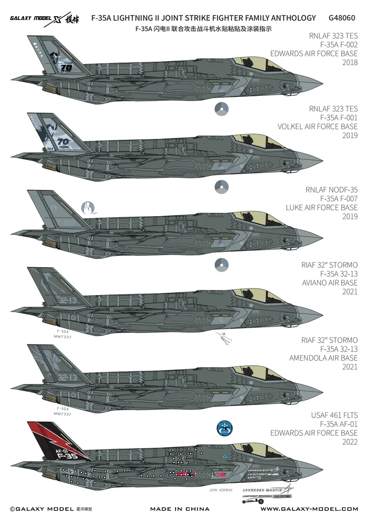 Galaxy F-35A LightningII Joint Strike Fighter Decal & Mask for 1