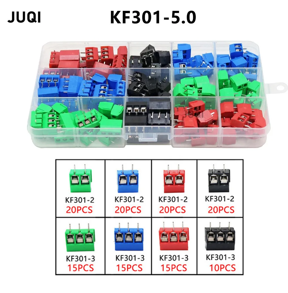 72/135/pcs / box KF301- 2P/3p screw 5.0mm terminal block 2 Pin 3 Pin ...